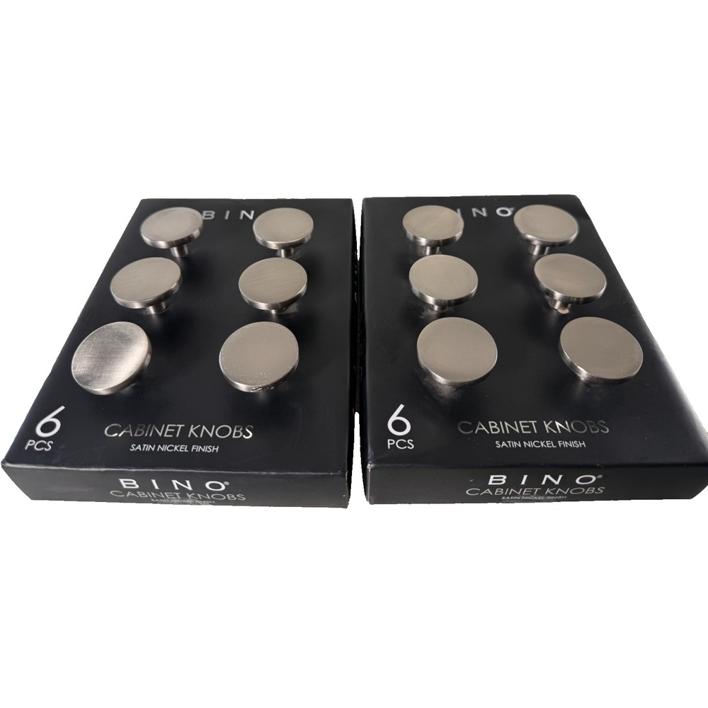 BINO 12-Pack Satin Nickel Finish Cabinet Knobs Round Circle Drawer Modern NEW